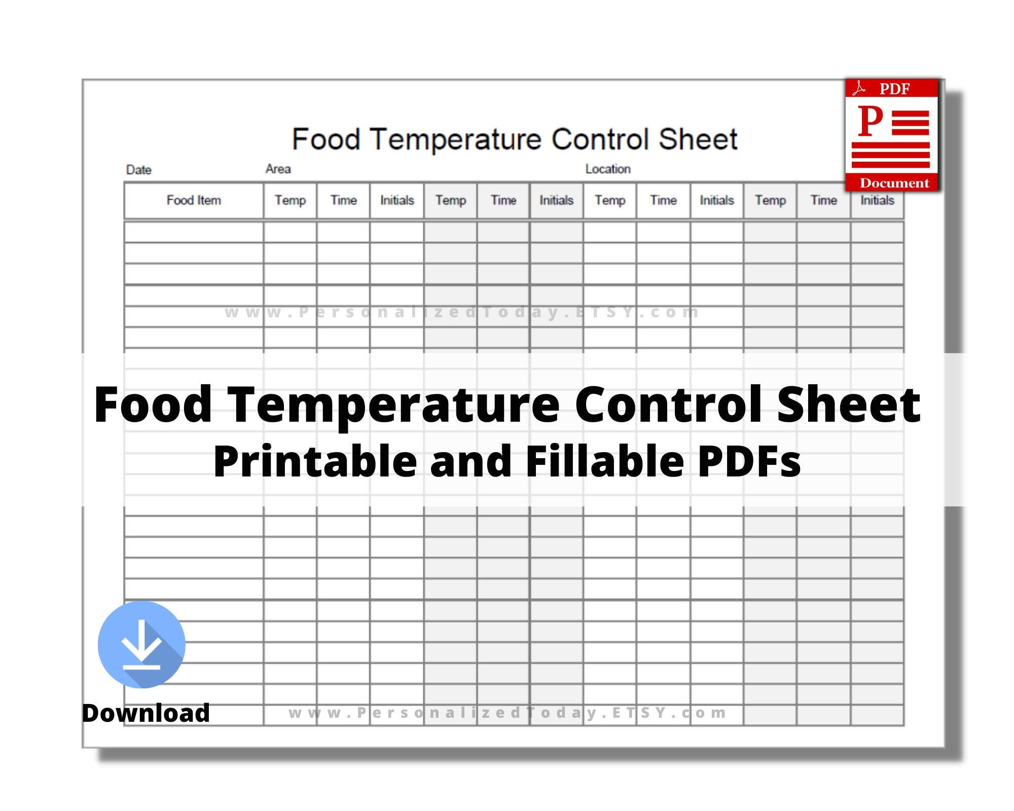 PDF Food Service Temperatures Log Printable Only And Fillable Digital Download Files US Letter Size Not Fully Editable Templates Etsy Norway
