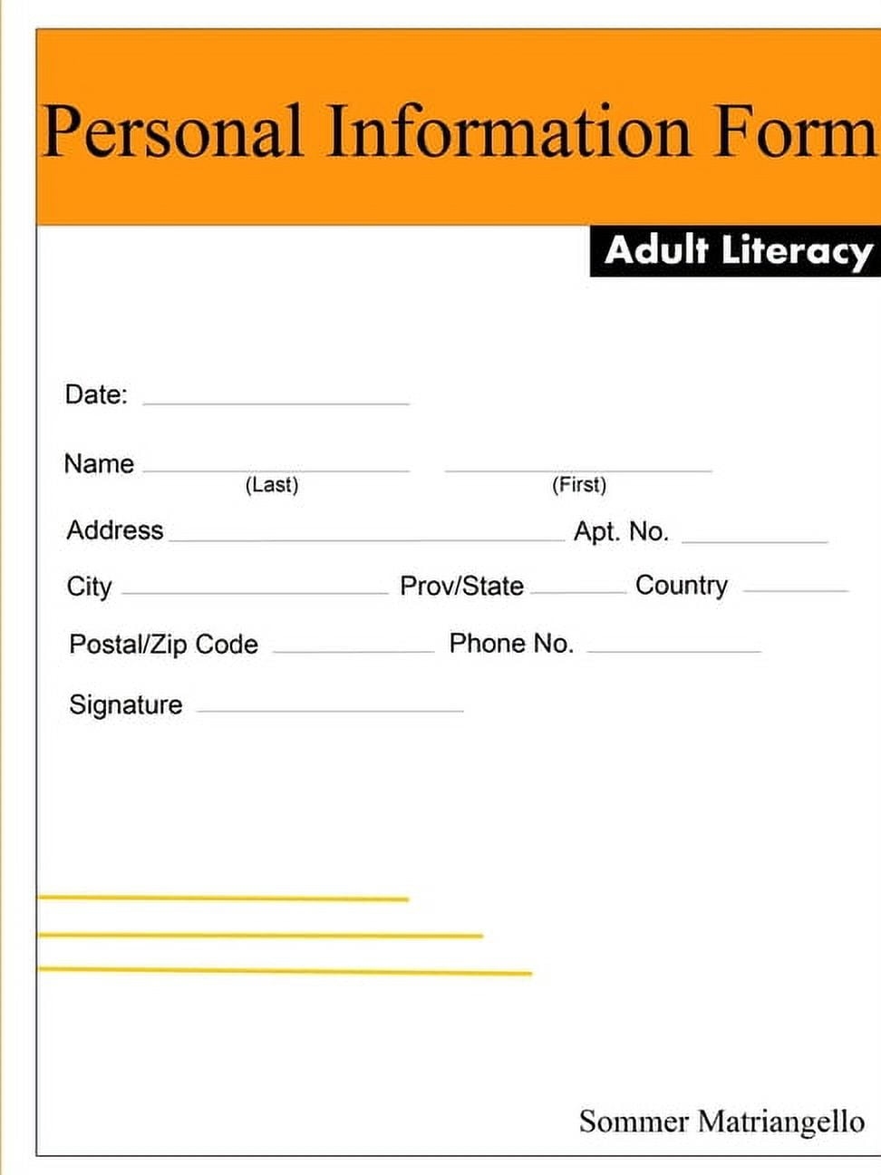 Personal Information Form For Students