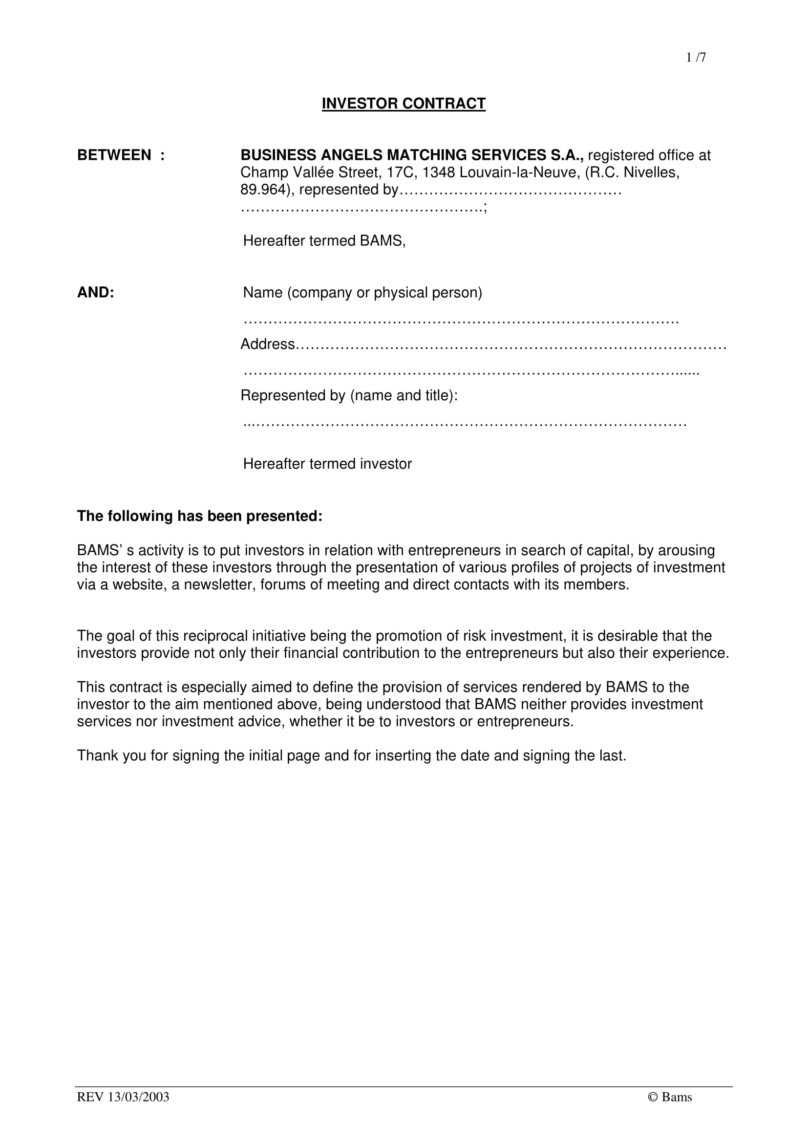 Personal Investment Agreement 9 Examples Format Pdf