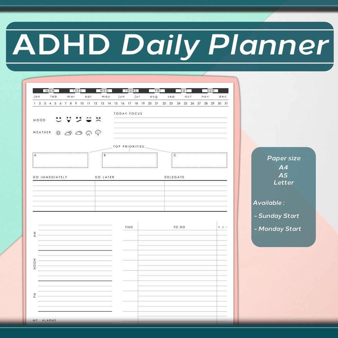 Free Printable Adhd Daily Planner Template