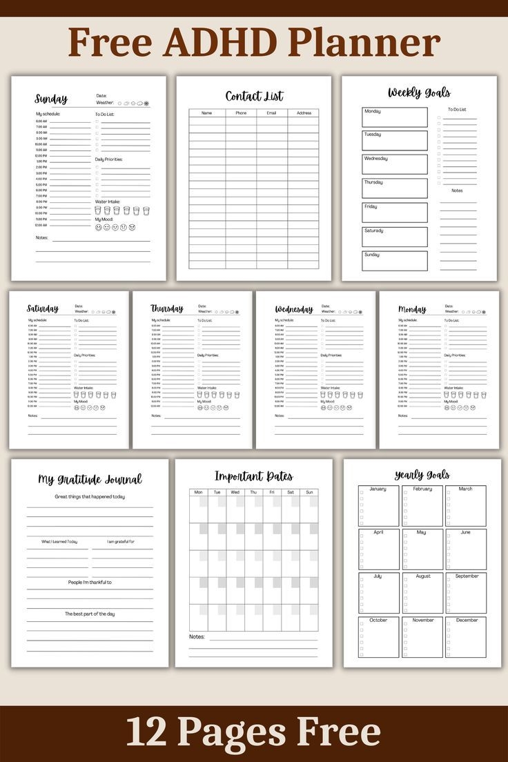 Free Printable Adhd Daily Planner Template