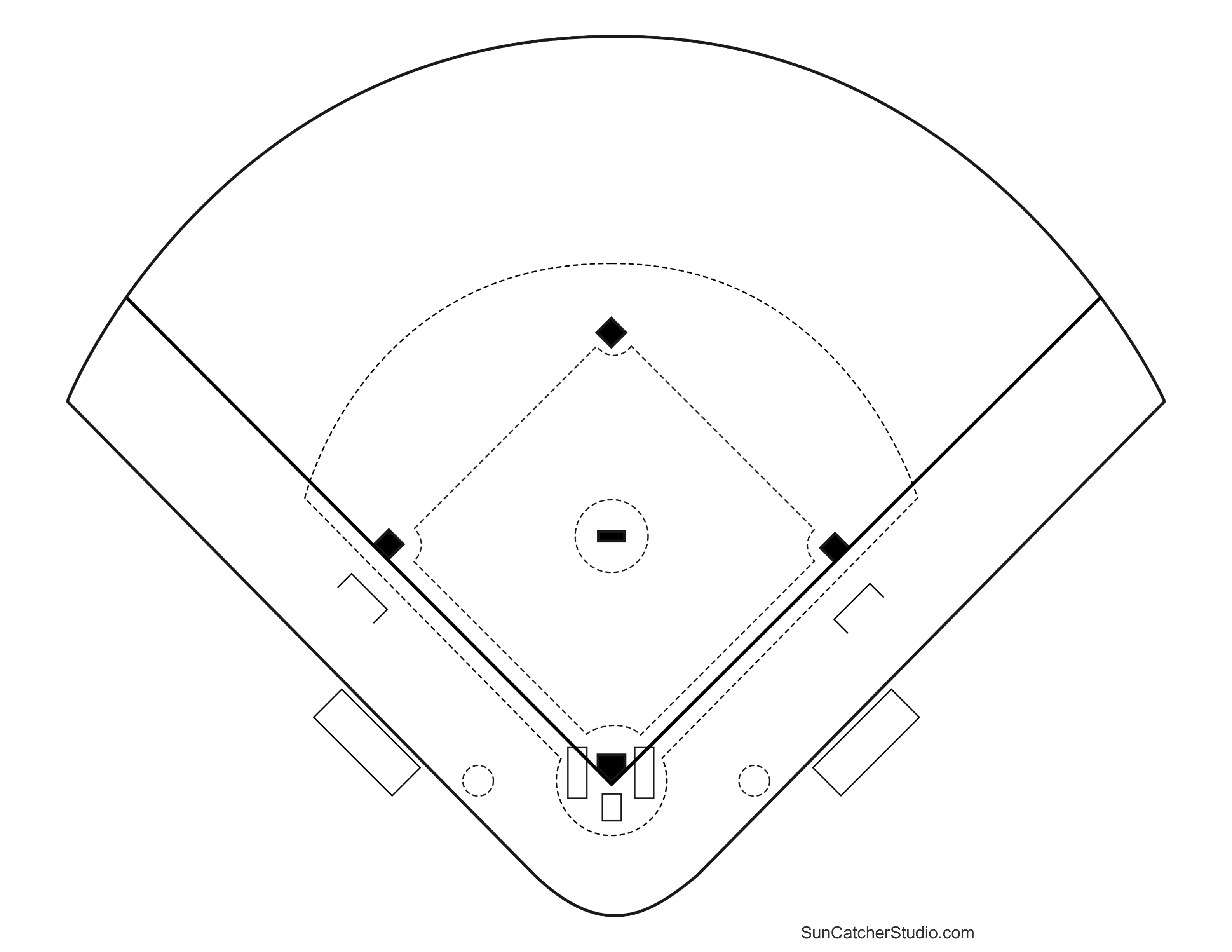 Printable Baseball Field Diagram Softball Diamond Templates DIY Projects Patterns Monograms Designs Templates