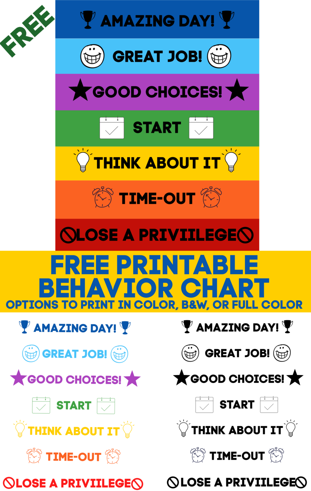Free Behavior Charts For Teachers