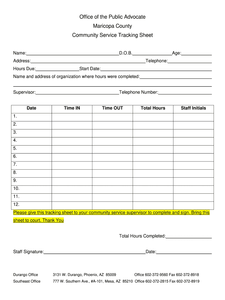 Printable Community Service Forms For Court Fill Out Sign Online DocHub