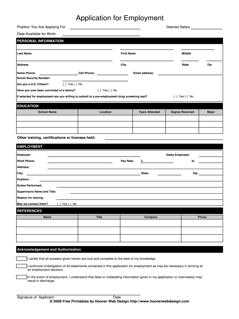 Printable Job Application Fill Online Printable Fillable Blank PdfFiller