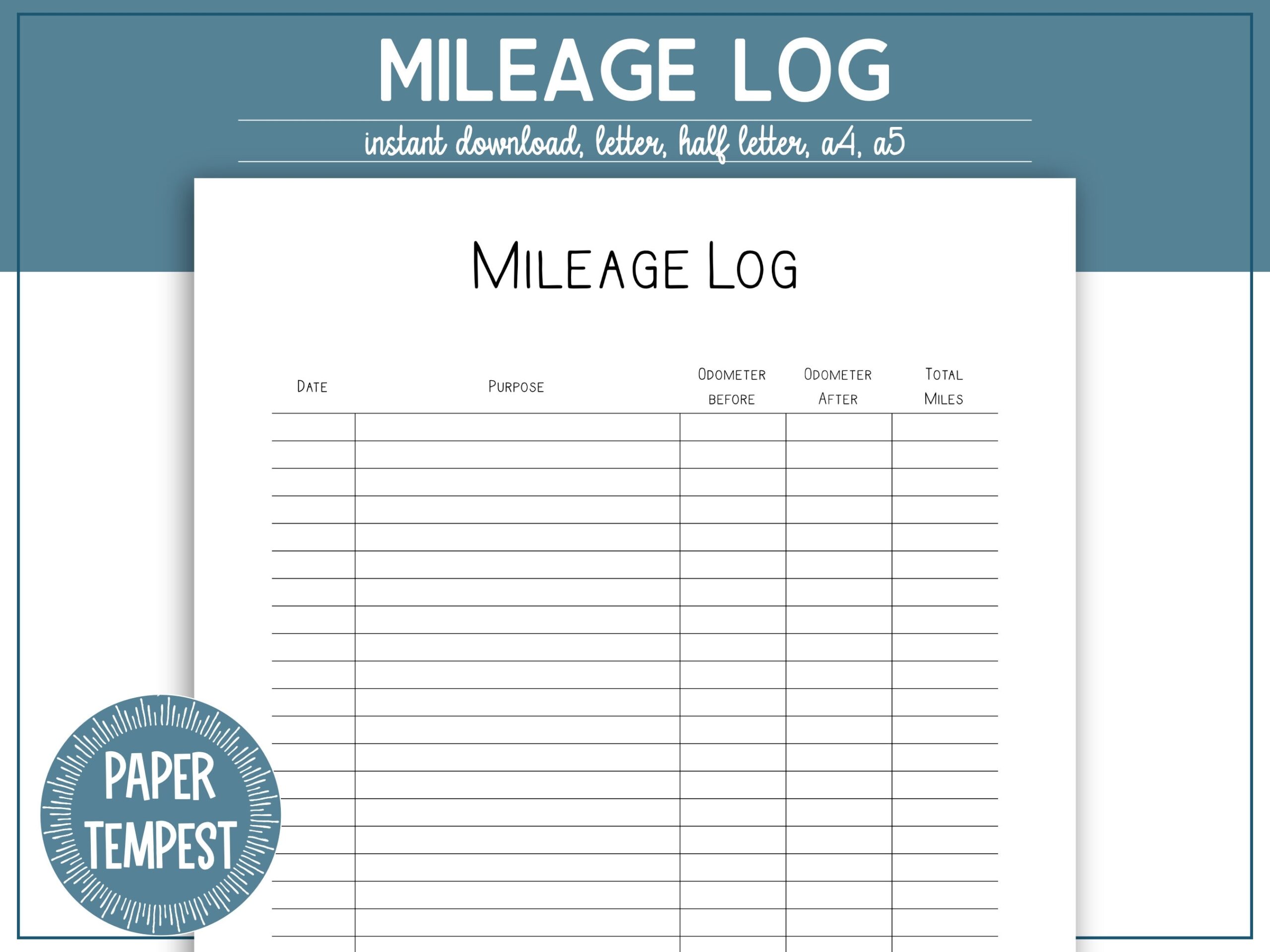 Pdf Free Printable Mileage Log Form