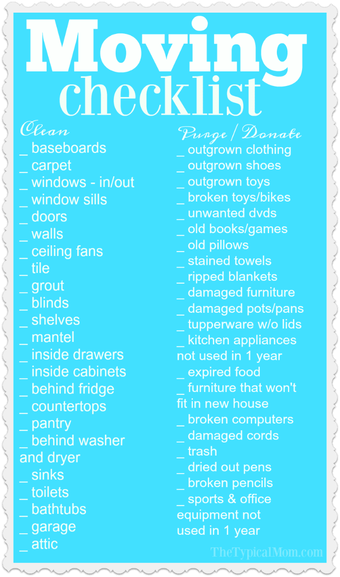 Printable Moving Checklist The Typical Mom