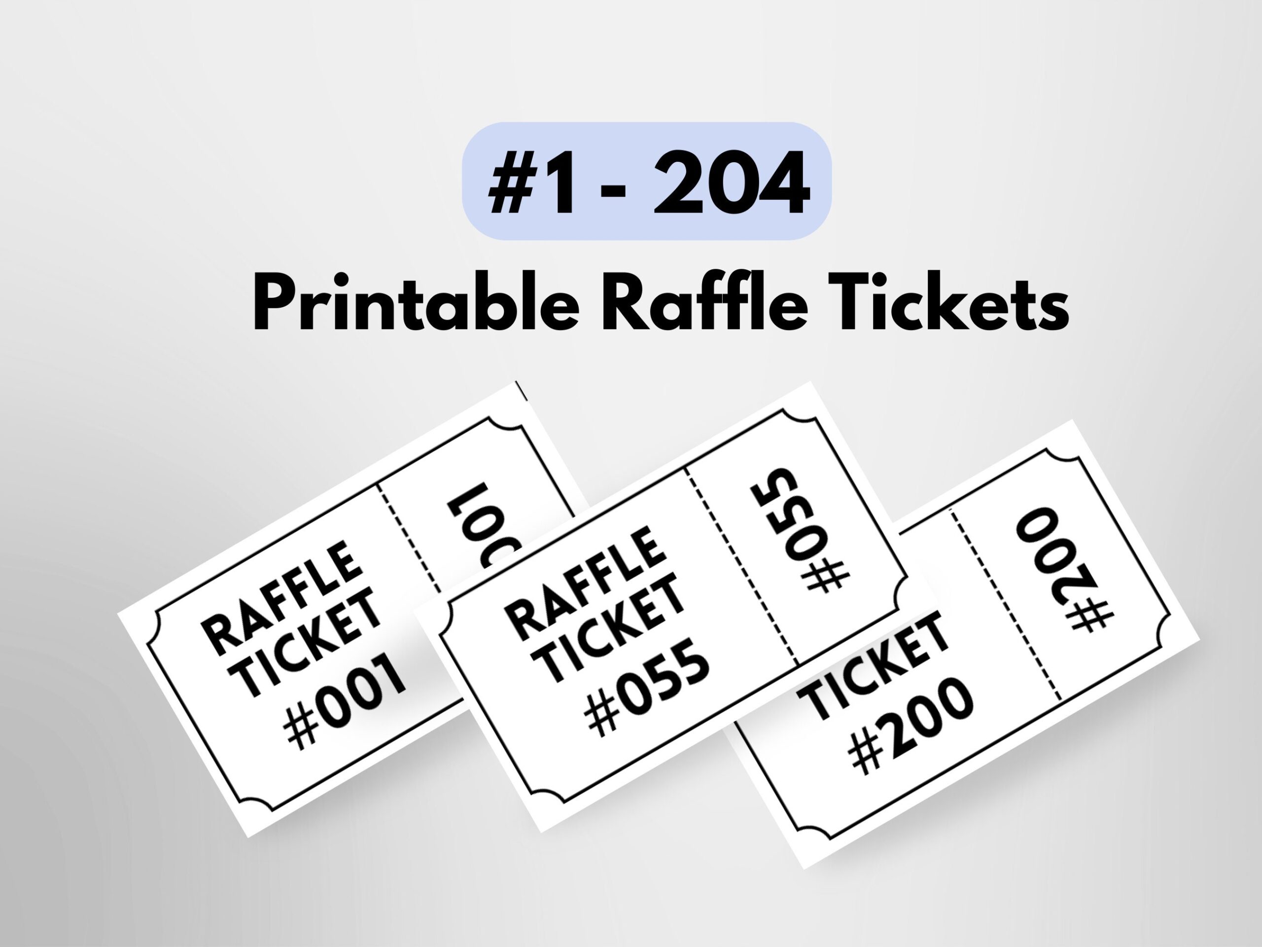 Printable Numbered Raffle Ticket Enter To Win Tickets With Numbers 1 To 204 Printable PDF Instant Download Numbered Tickets For Raffle Entry Etsy