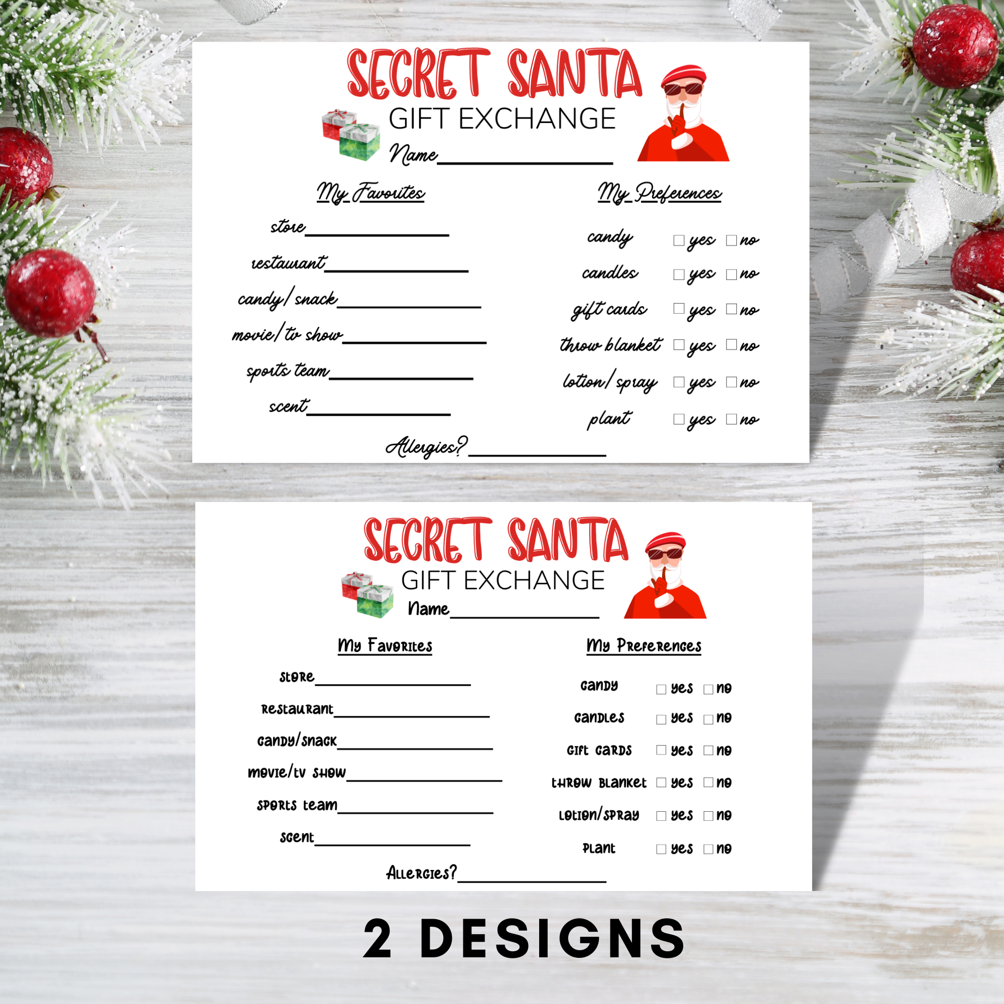 Printable Secret Santa Questionnaire For Gift Exchange Forest Rose Creative Secret Santa Secret Santa Questionnaire Secret Santa Gift Exchange