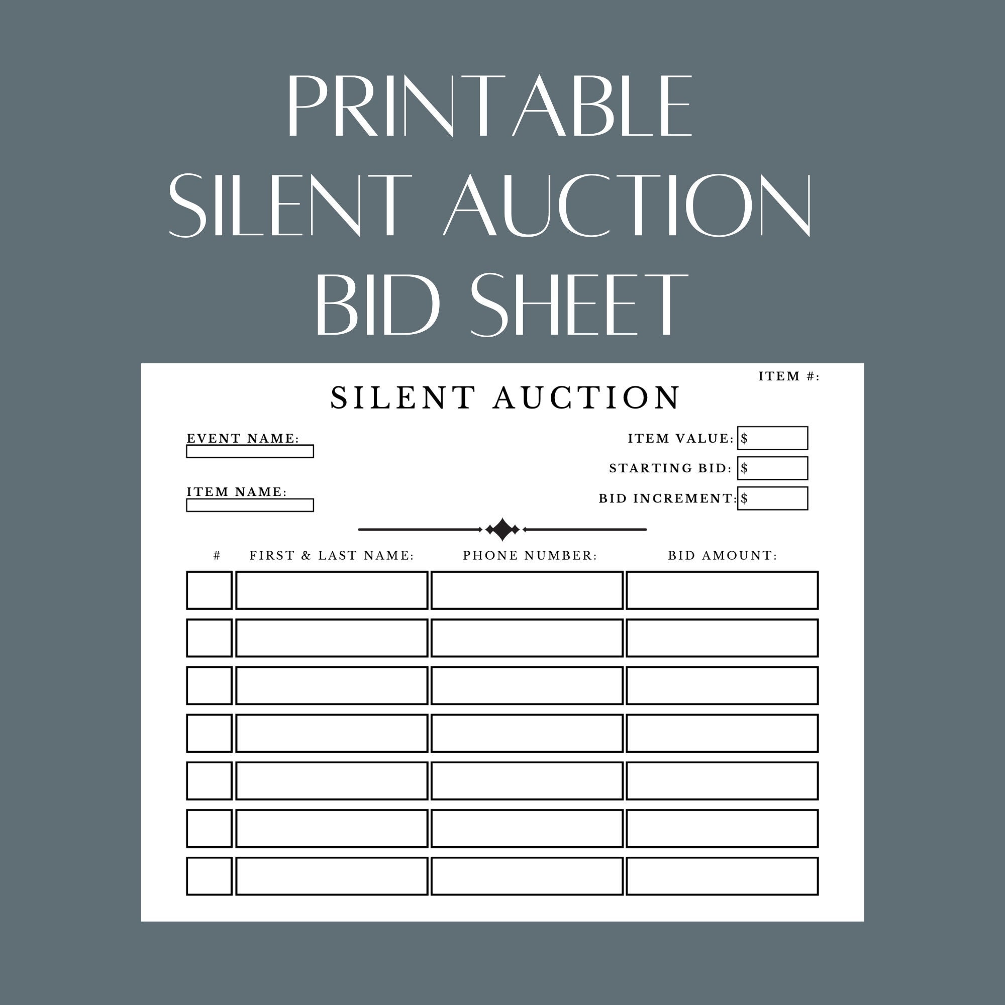 Silent Auction Bid Sheets To Print Free Pdf