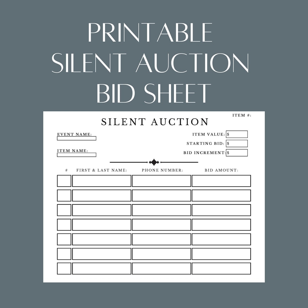 Free Printable Silent Auction Bid Sheets Pdf