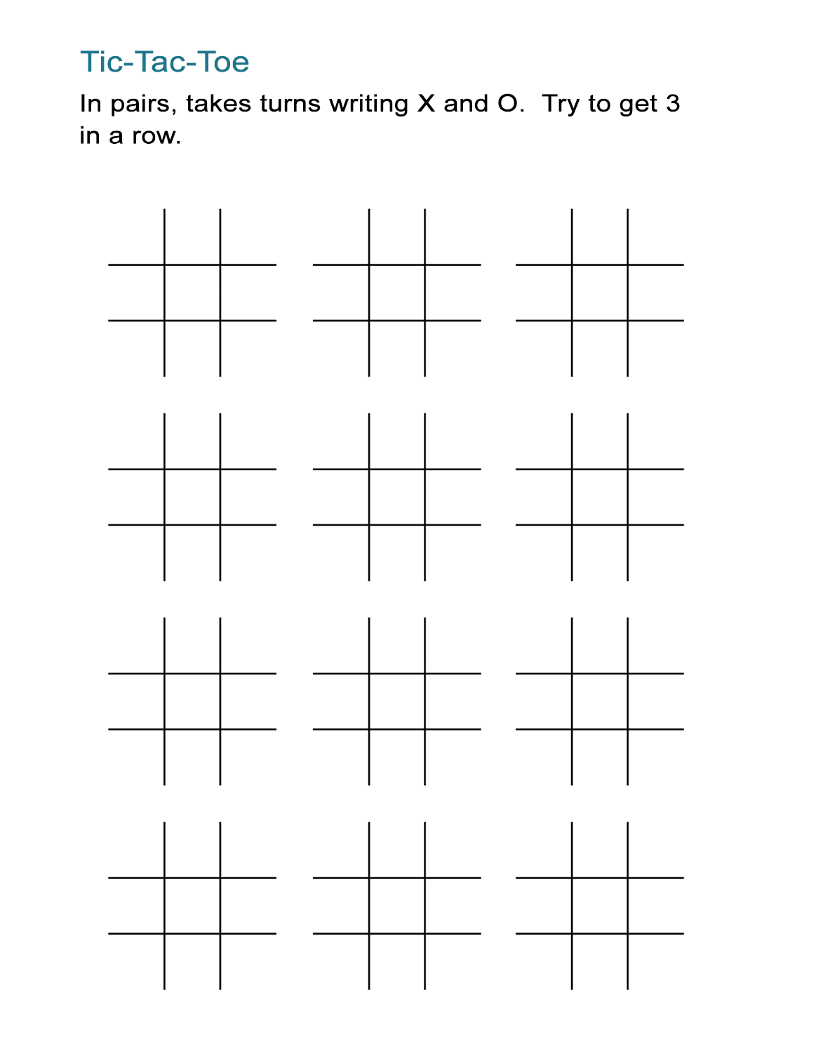 Tic Tac Toe Template Printable