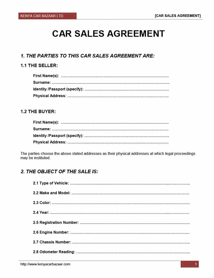 Free Printable Vehicle Purchase Agreement