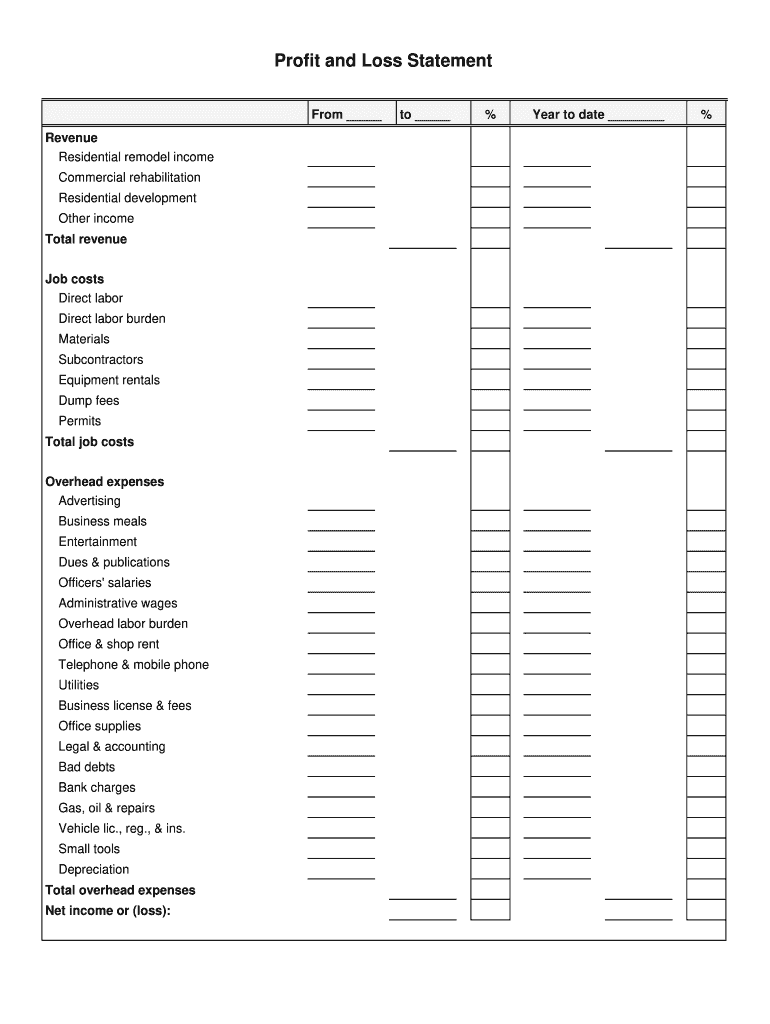Profit And Loss Statement For Trucking Company Pdf