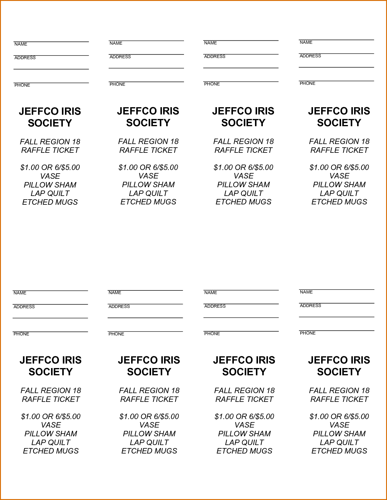 Free Printable Raffle Tickets With Numbers