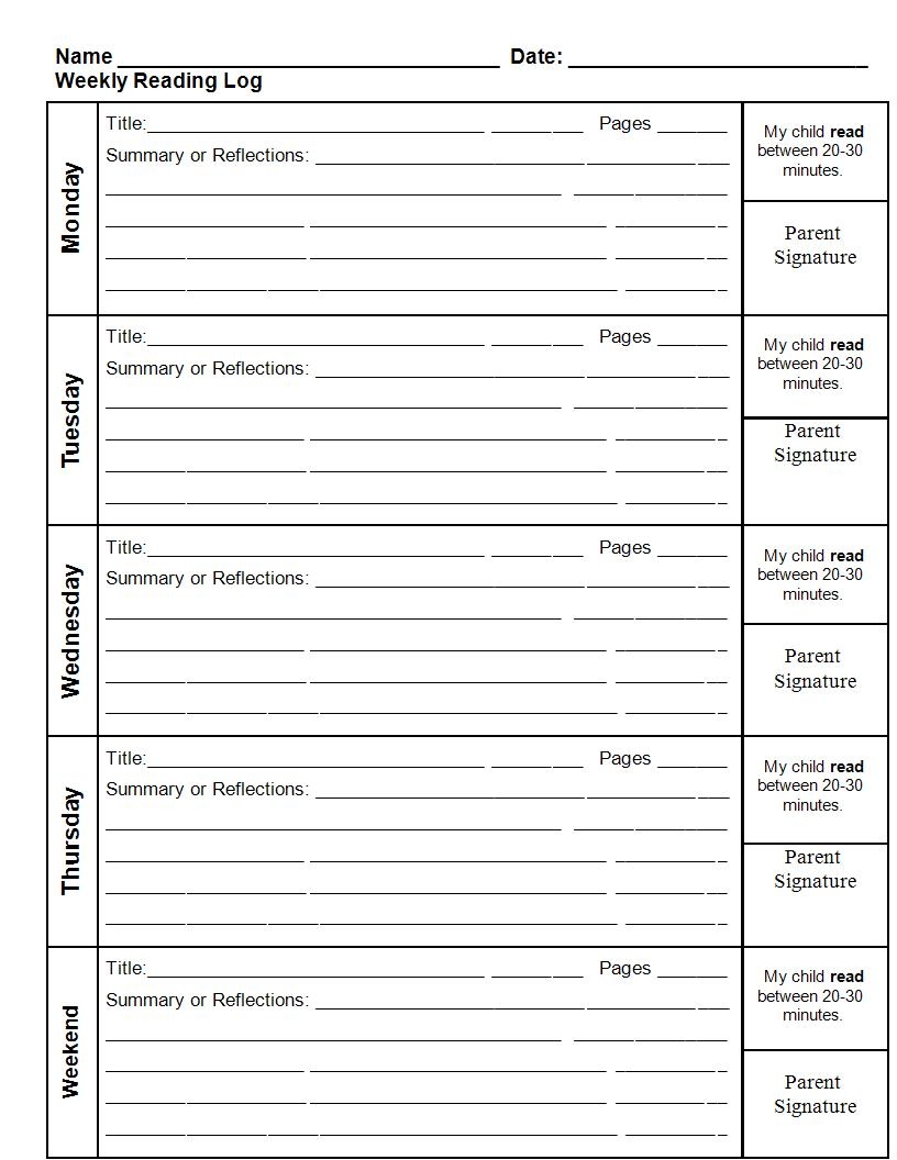Reading Log With Summary Pdf