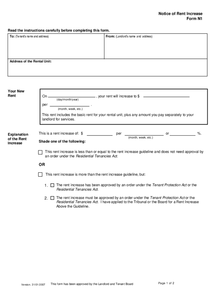 Free Rent Increase Notice Pdf