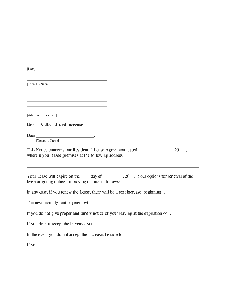 Rent Increase Notice Pdf Fill Online Printable Fillable Blank PdfFiller