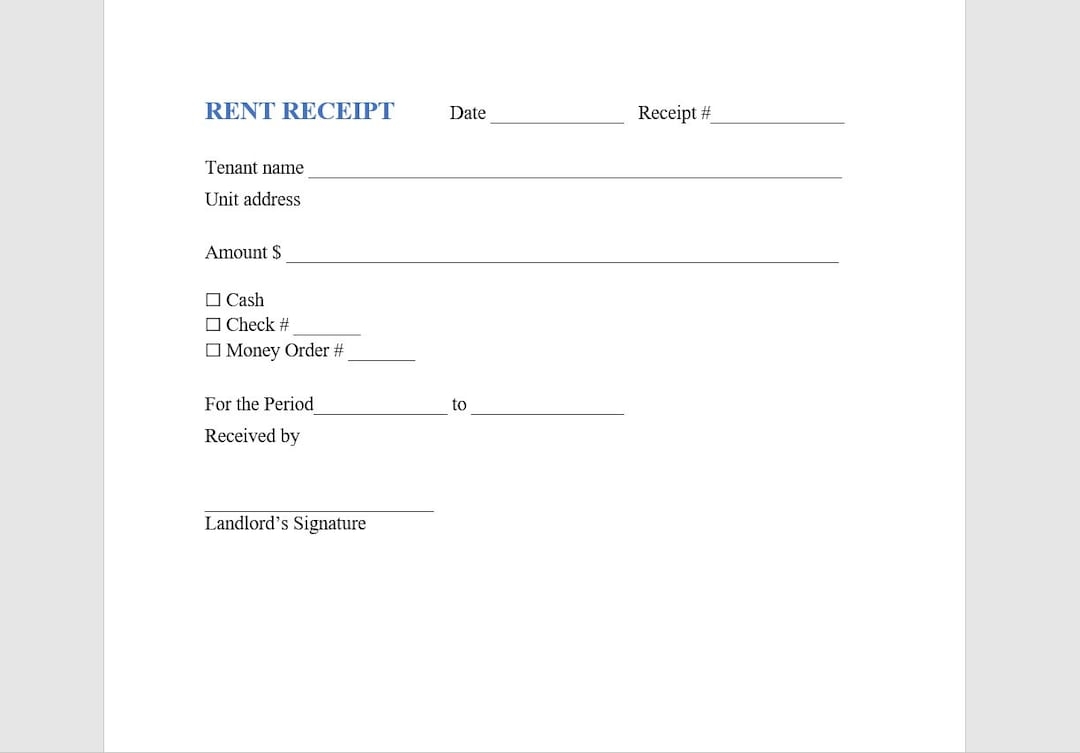 Format Of Rent Receipt In Word
