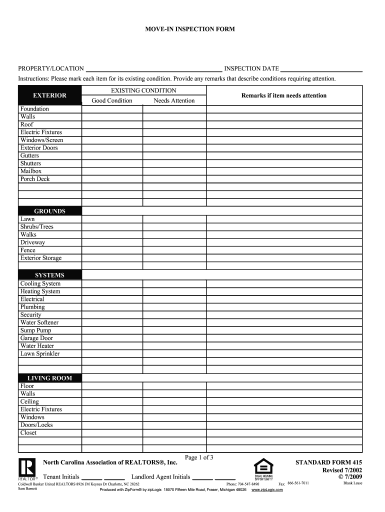 Printable Move In Inspection Checklist