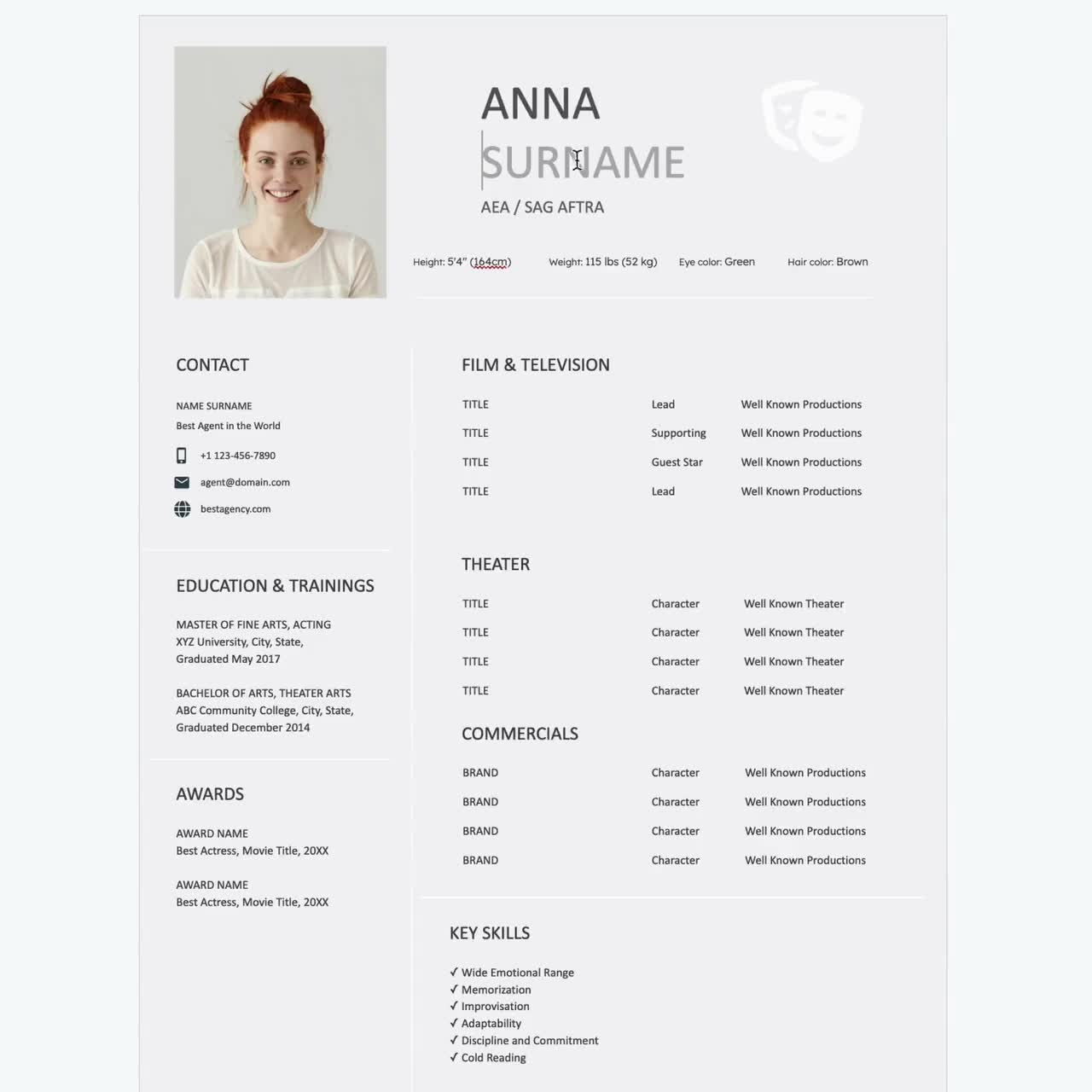 Actor Resume Template Google Docs