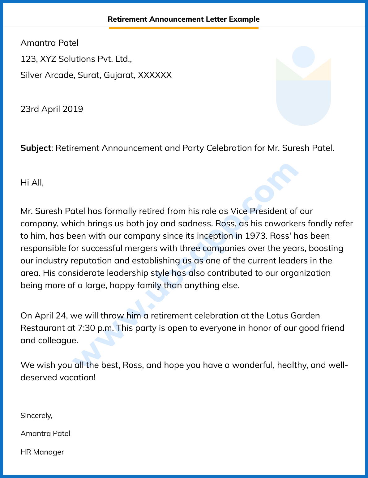 Retirement Announcement Letter Format Meaning Tips Examples And More