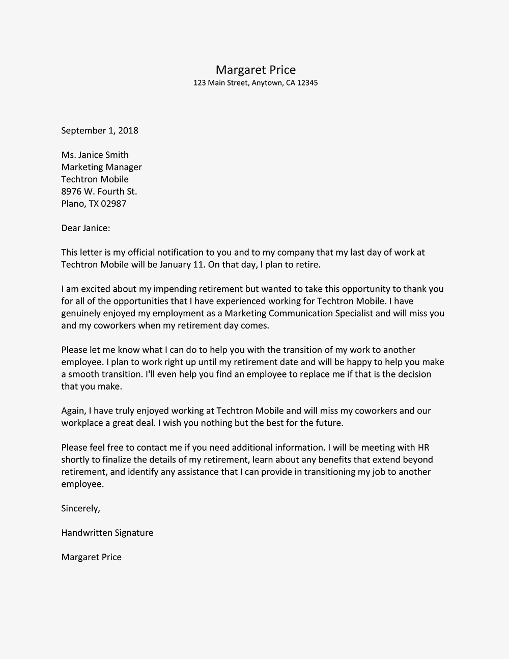 Retirement Announcement Email To Staff