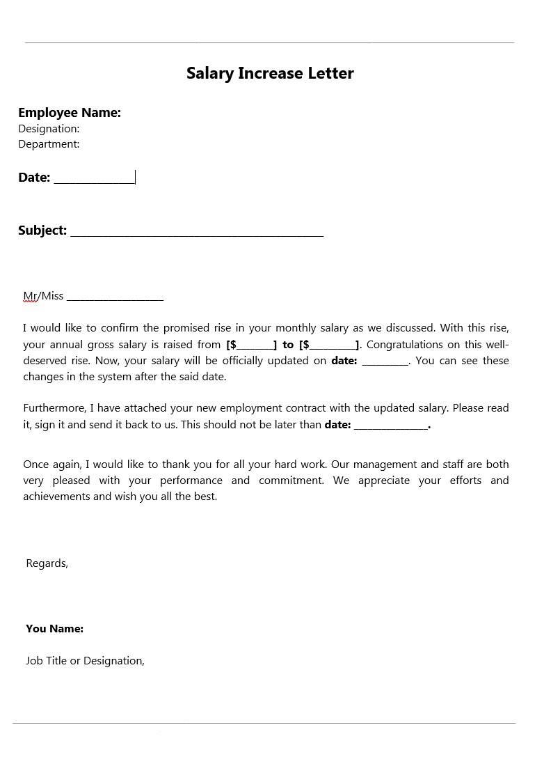 How To Make Salary Increase Letter