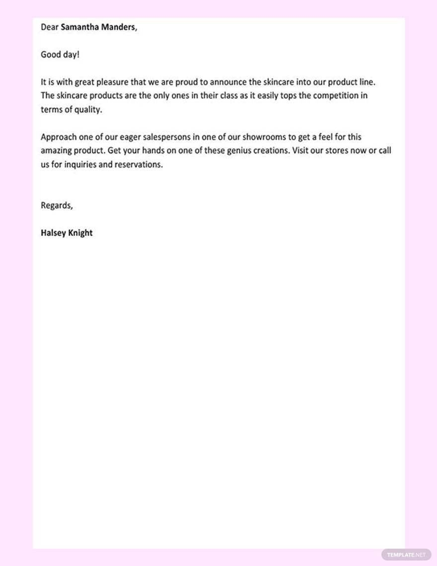 Sample Letter To Get Product In Stores
