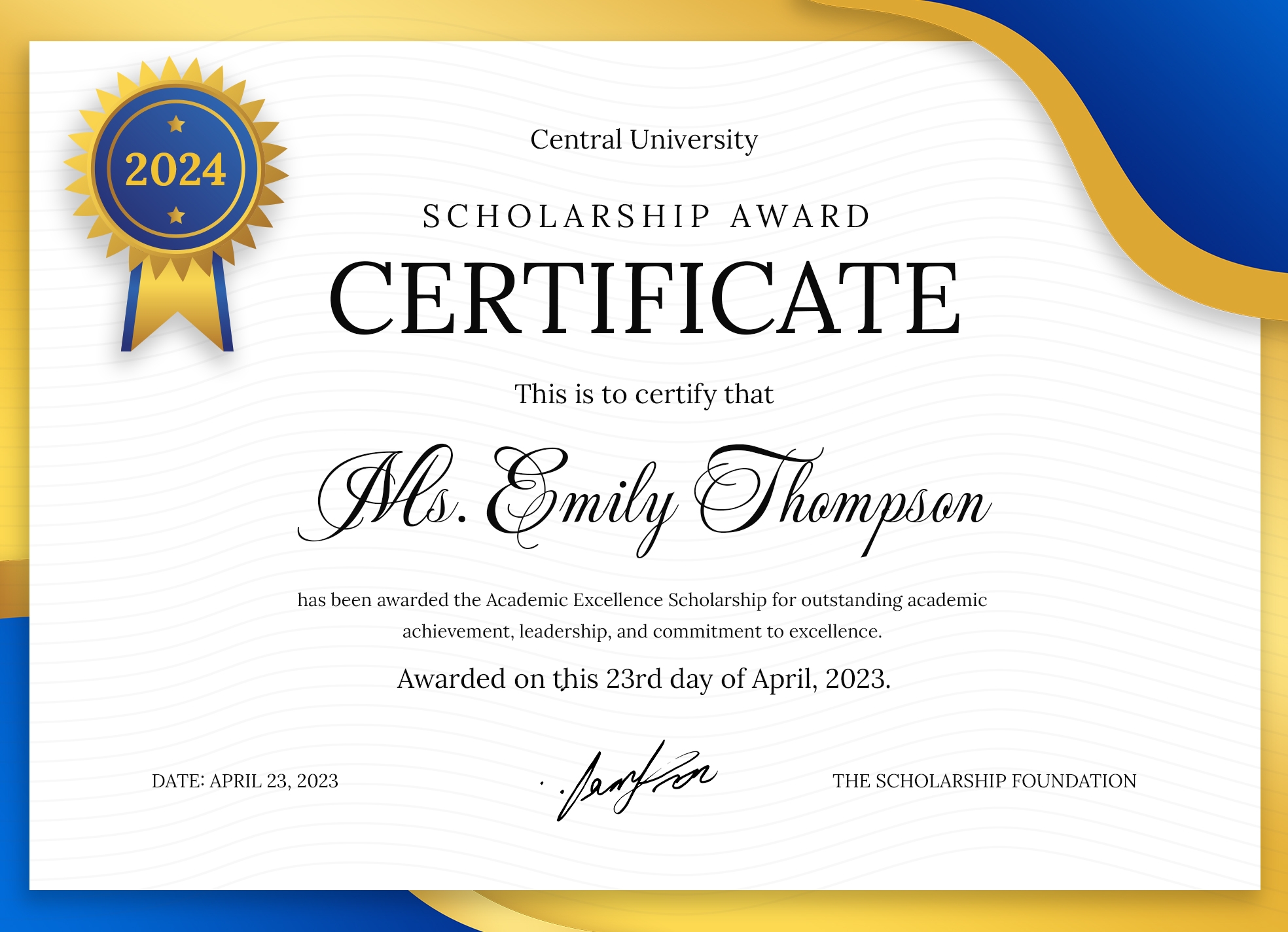 Scholarship Certificate Templates Free Download