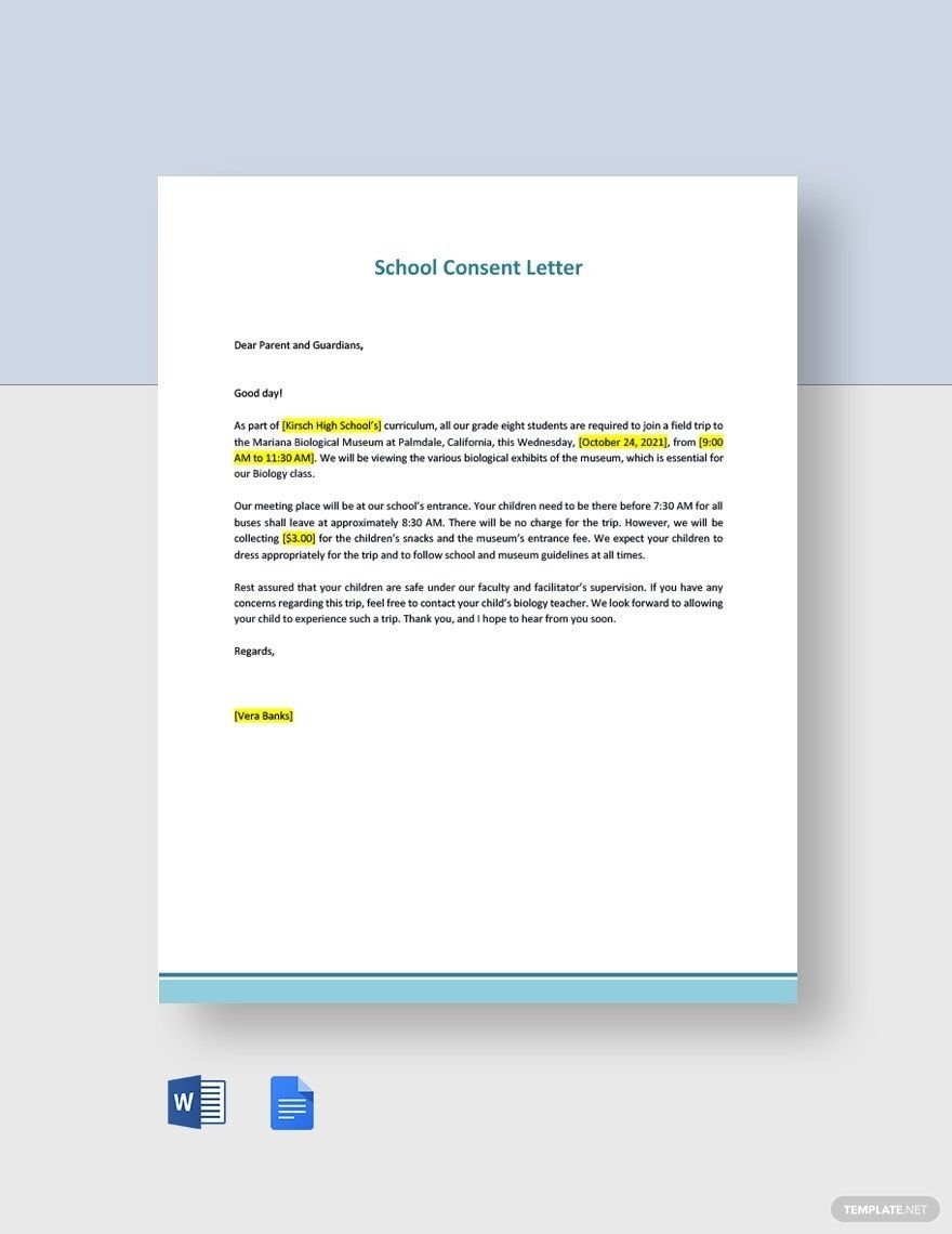 Permission Letter For Trip From Parents To Teacher
