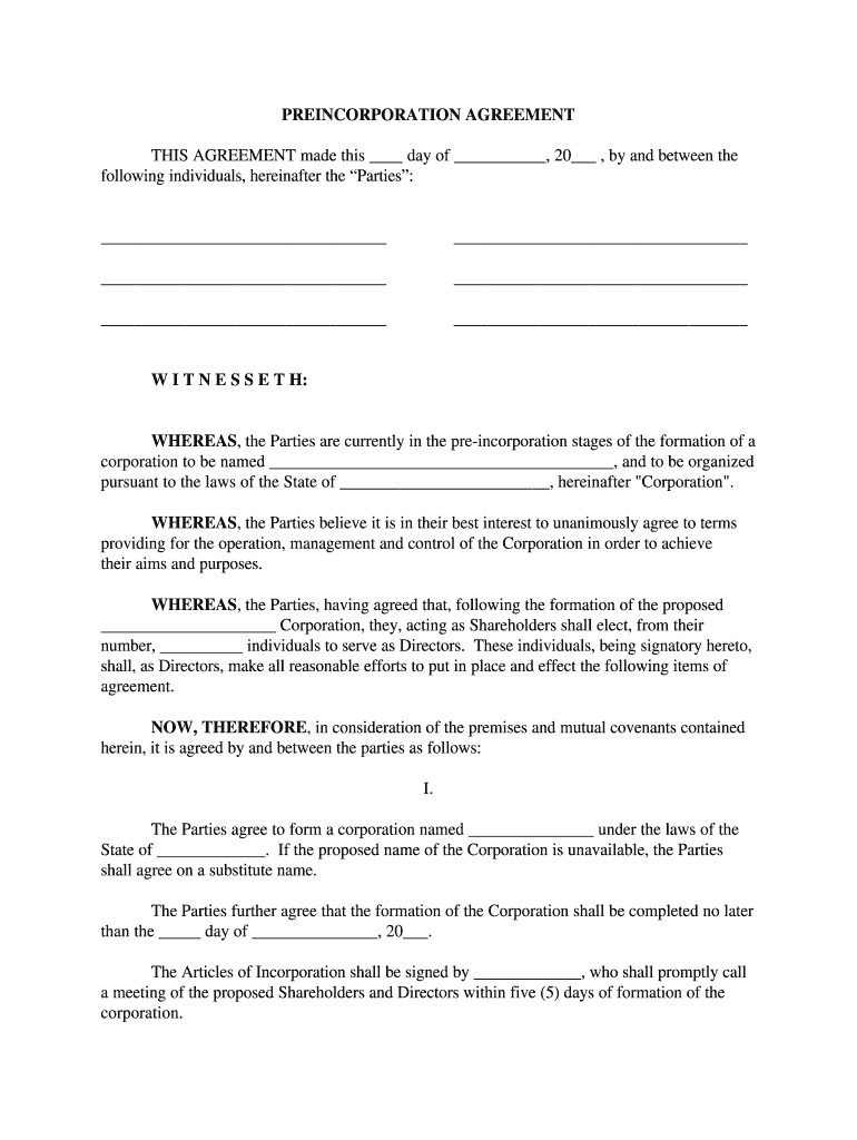 Free Shareholders Agreement Template Word