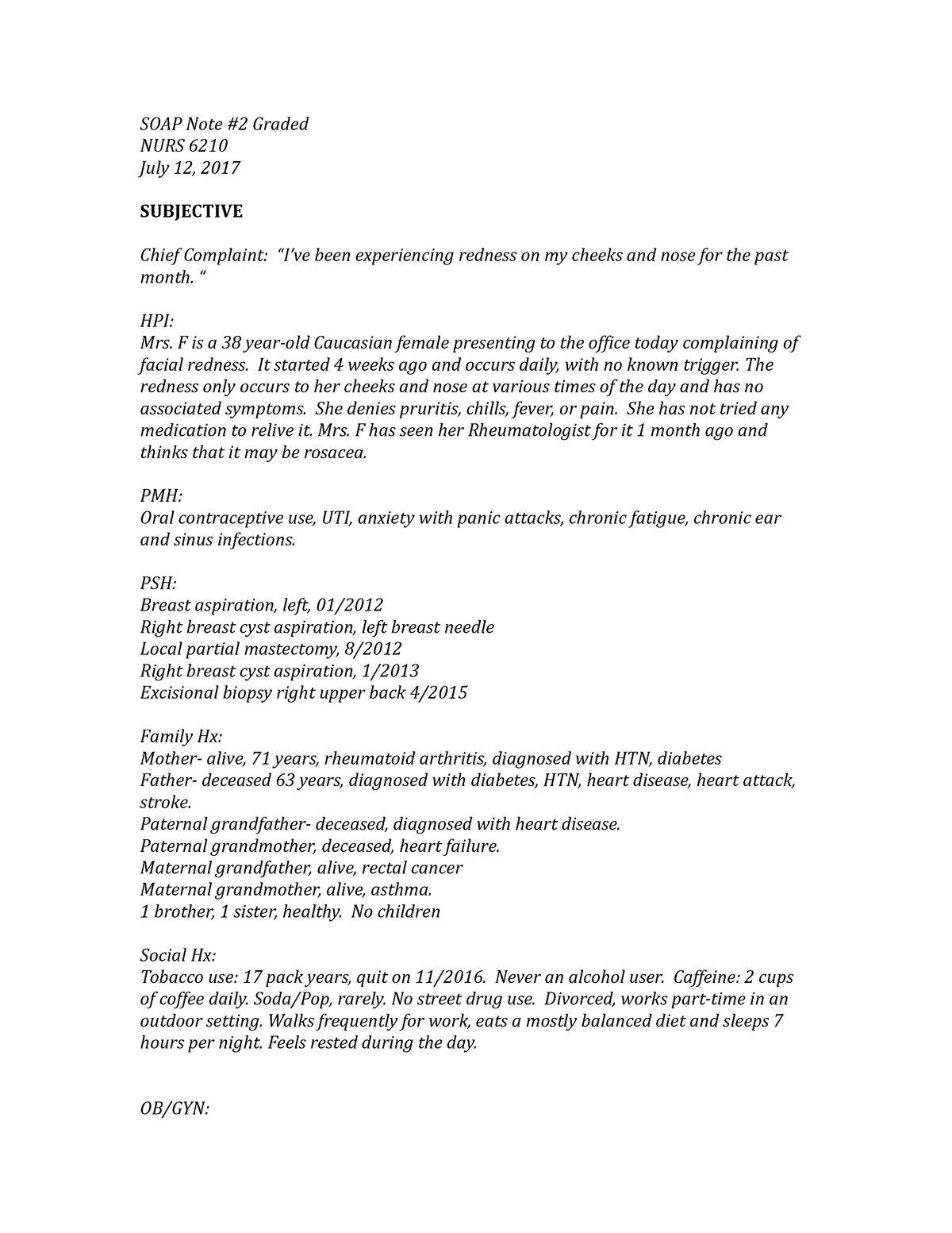 Soap Note Example Nurse Practitioner