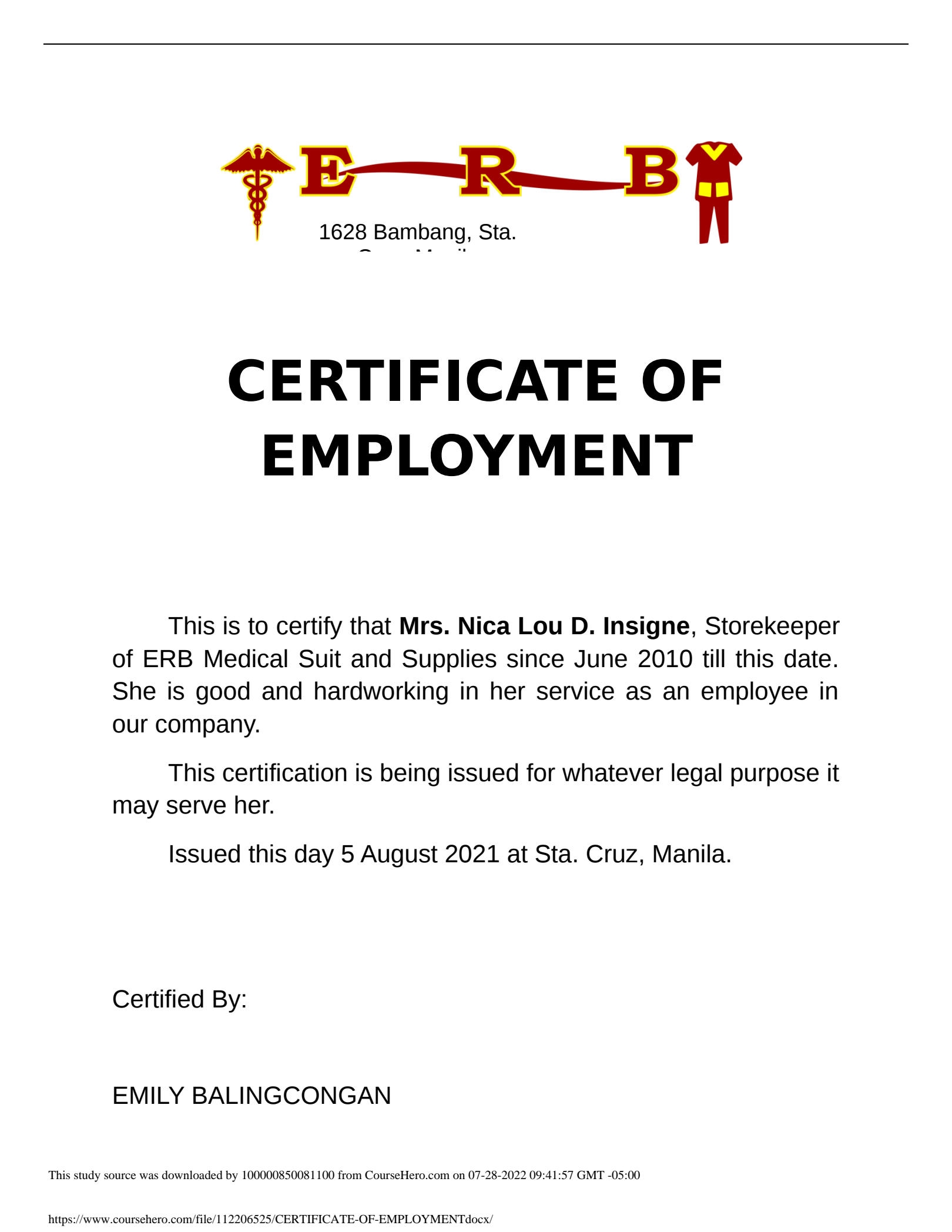 What Is A Certificate Of Employment