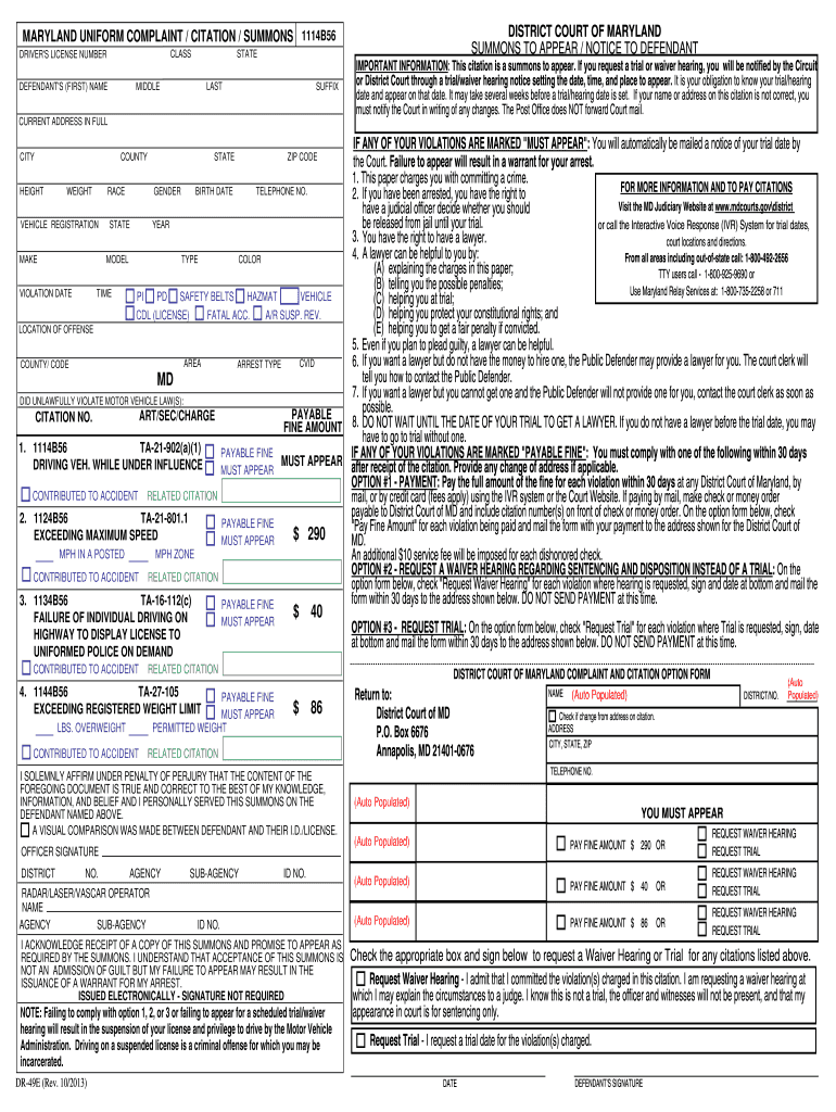 Speeding Ticket Template Fill Out Sign Online DocHub