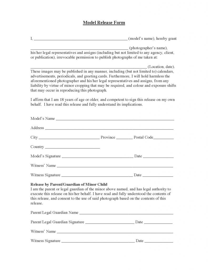 Model Release Form Pdf Free