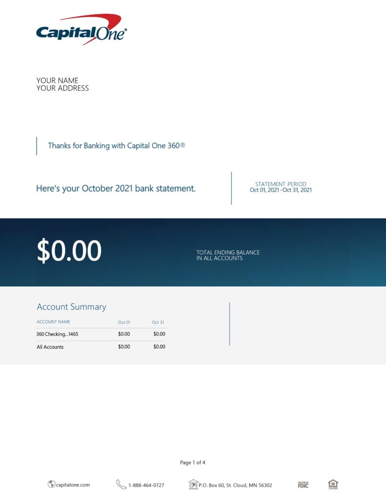 Capital One Bank Statement Generator