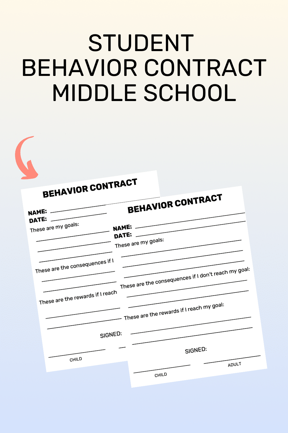 Behavior Contracts For Middle Schoolers