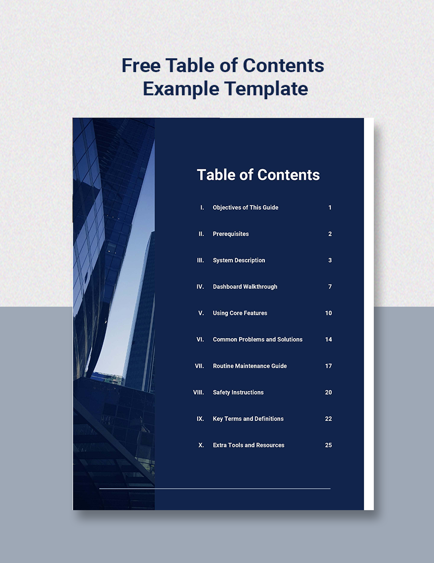 Free Table Of Contents Template Google Docs