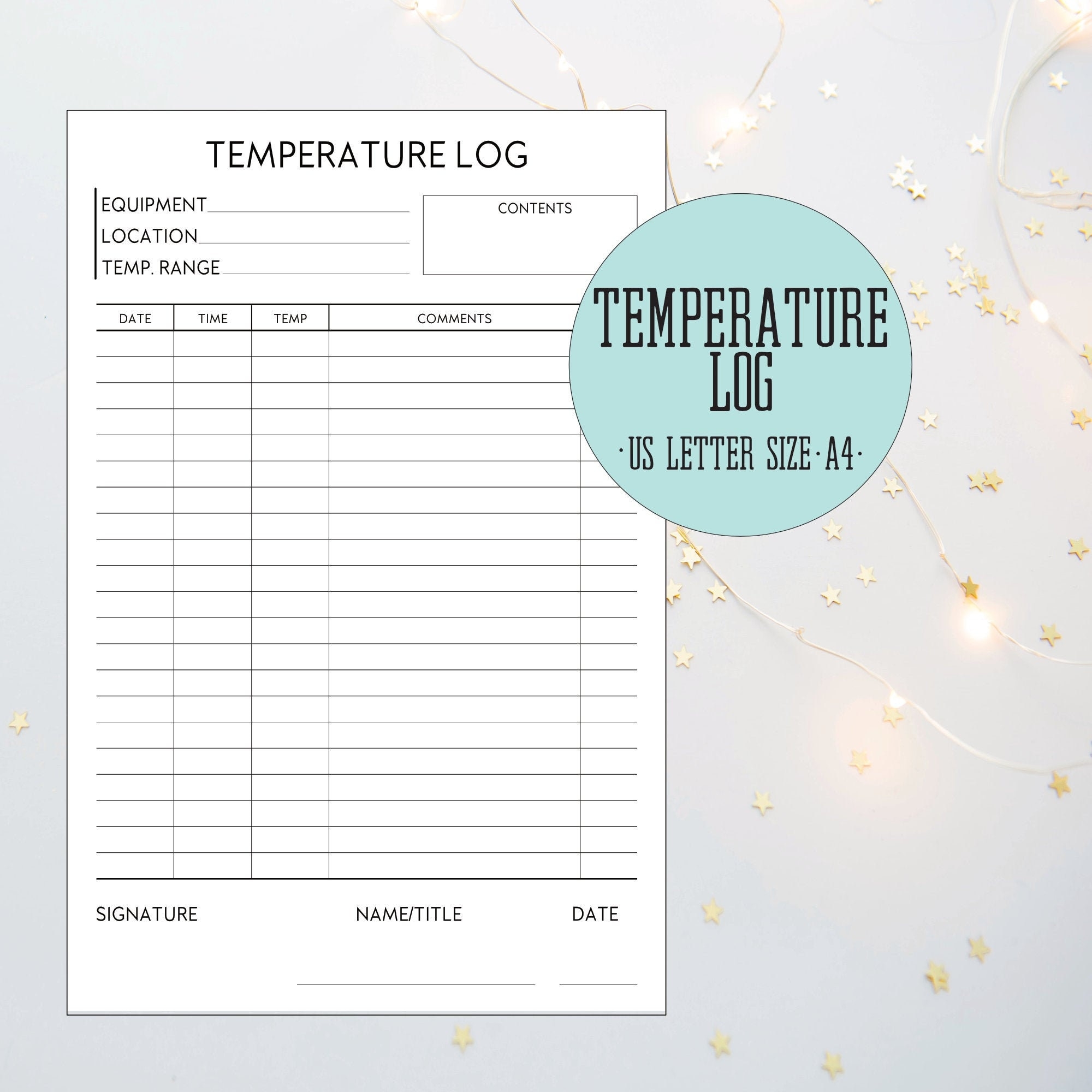Fridge Log Sheet For Temperature