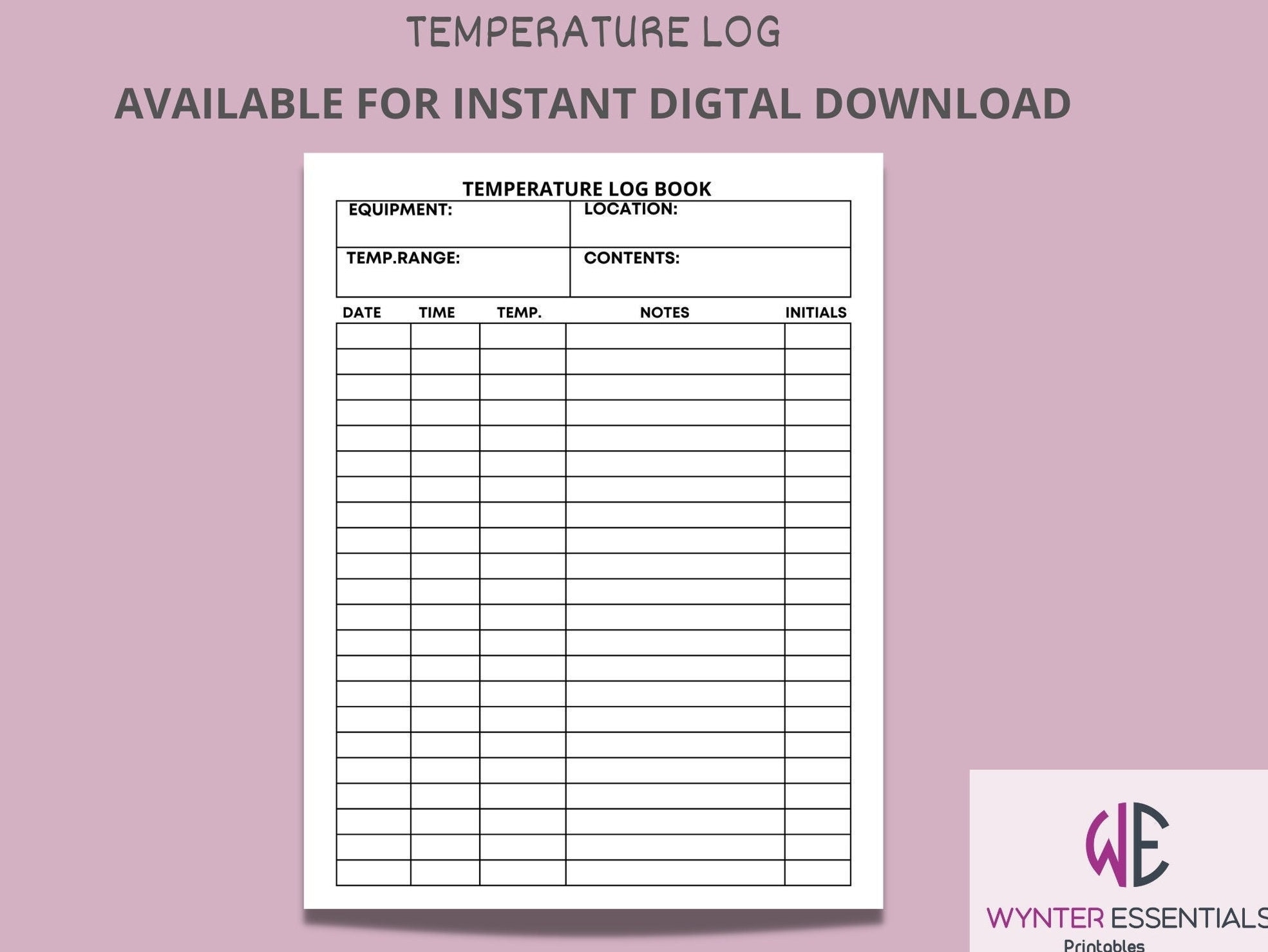 Temperature Log Daily Refrigerator Printable Temperature Check Sheet Fridge Temp Template A4 US Letter INSTANT DOWNLOAD Editable Etsy