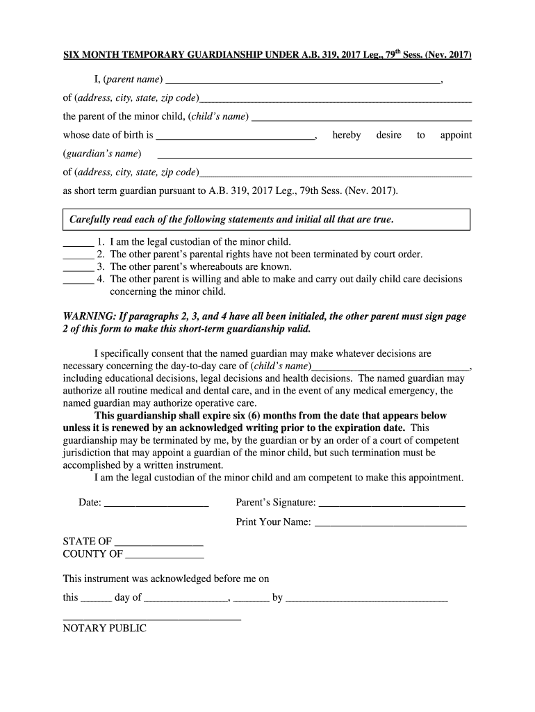 Temporary Legal Guardianship Forms Free