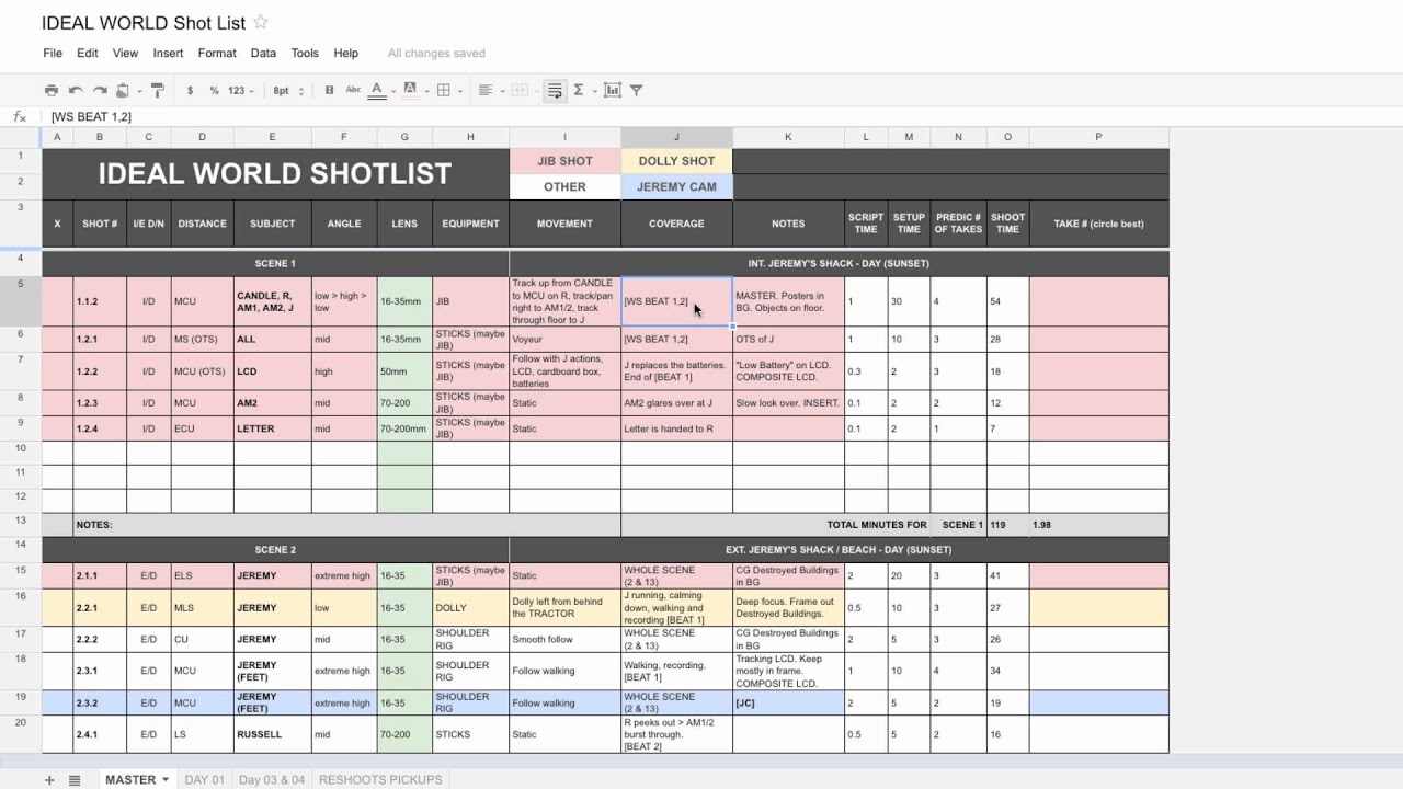 The Best Shotlist Template YouTube