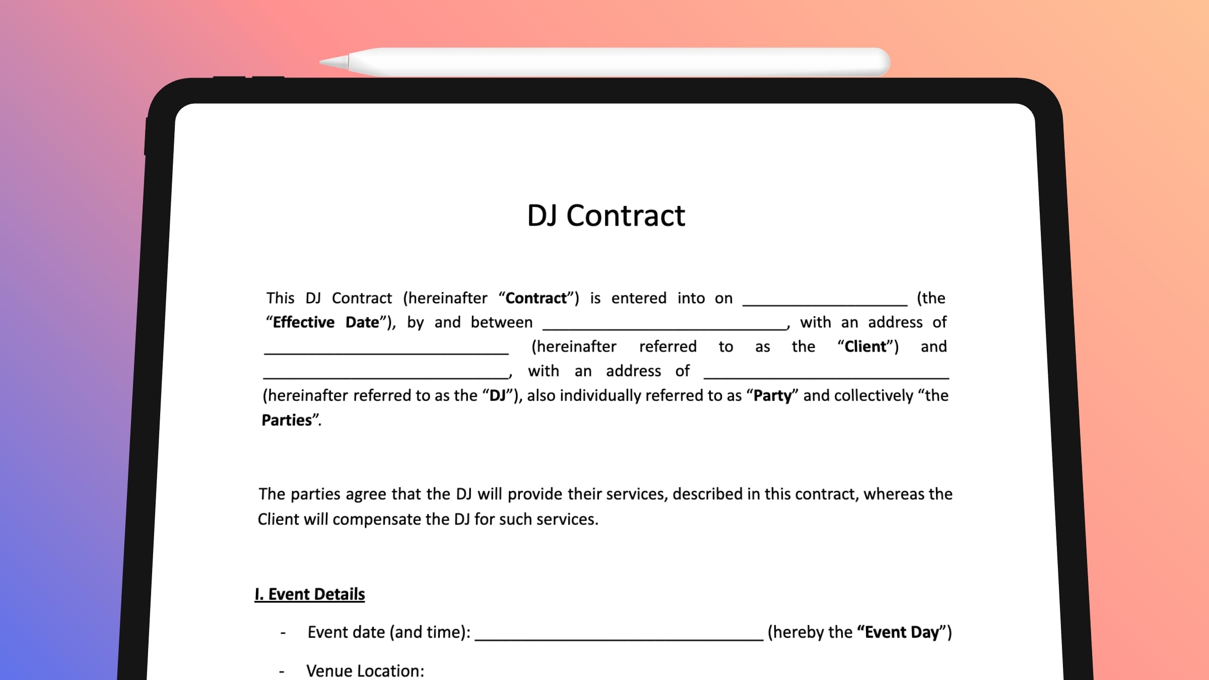 Free Dj Contract Template Doc