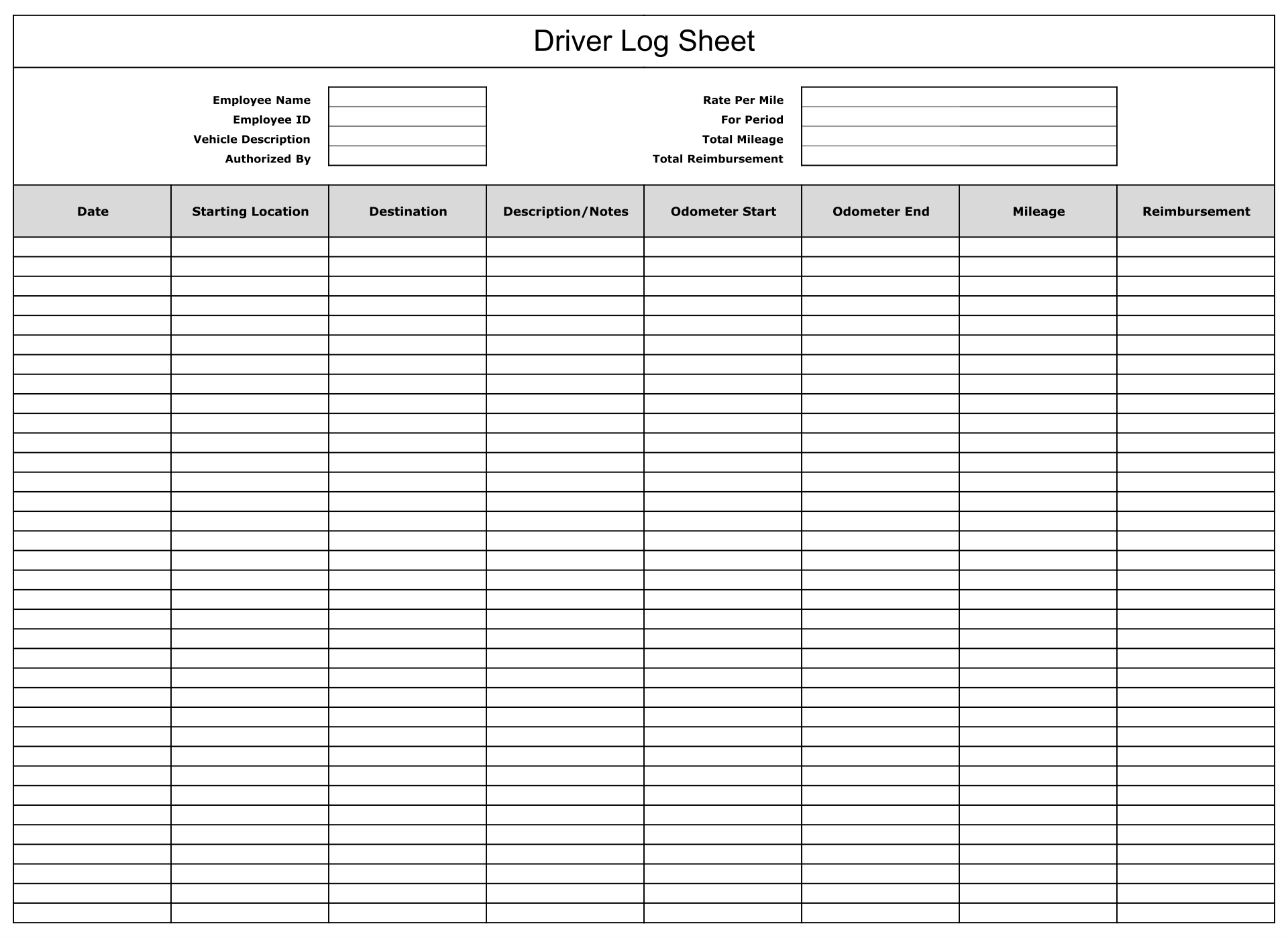 Driver Daily Log Sheet Pdf