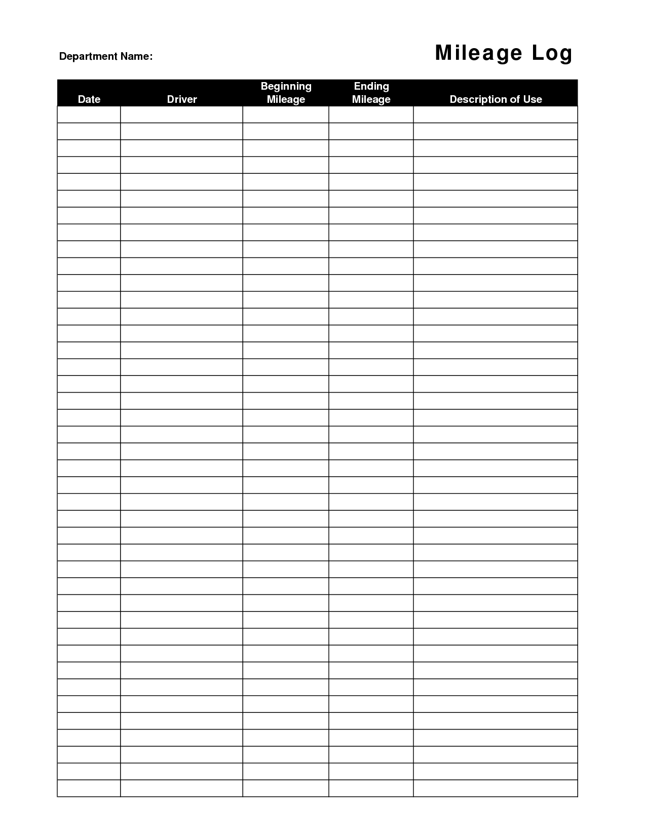 Printable Mileage Log For Taxes