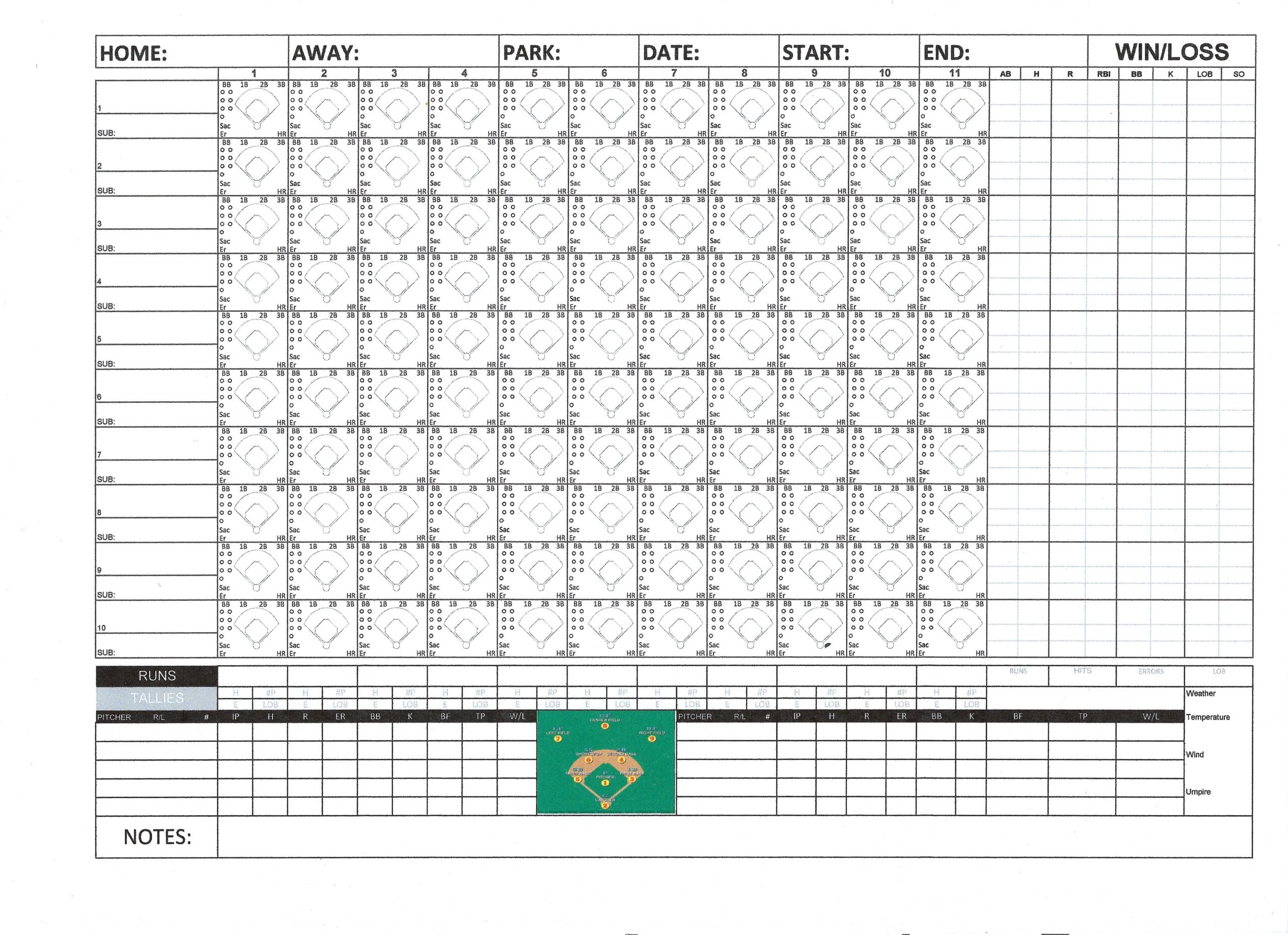 Unlimited Printable editable Baseball Softball Scoresheets Pay Once And Print As Many As You Need At No Additional Coat Etsy