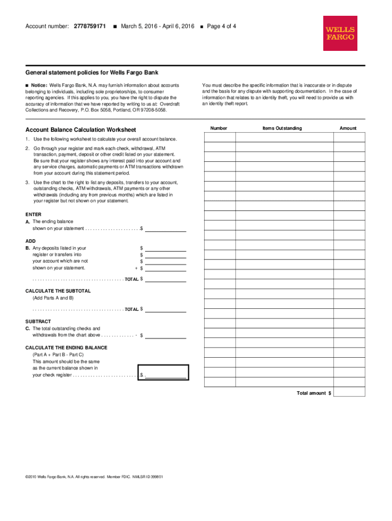 Wells Fargo Bank Statement Pdf 2022 Fill Online Printable Fillable Blank PdfFiller