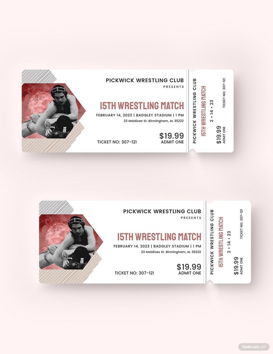 Wrestling Ticket Template In Illustrator Pages Word Publisher PSD Download Template